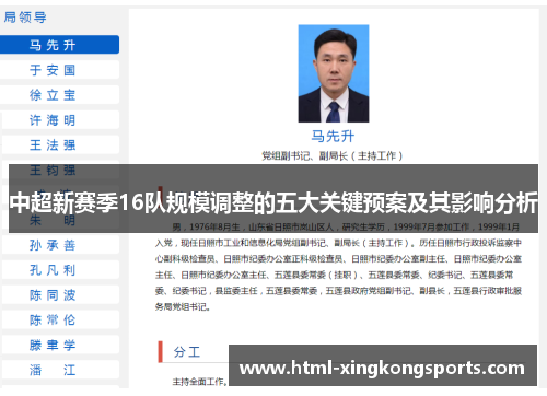 中超新赛季16队规模调整的五大关键预案及其影响分析